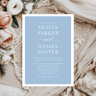 Klassieke Elegante Dusty Blue Minimalist Wedding Kaart