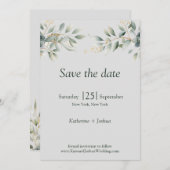 Klassieke Elegante Eucalyptus Bruiloft Save The Date (Voorkant / Achterkant)