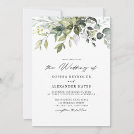 Klassieke Elegante Eucalyptusbladeren & Script Tro Kaart