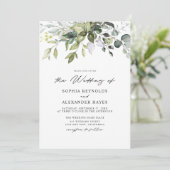 Klassieke Elegante Eucalyptusbladeren & Script Tro Kaart (Staand voorkant)