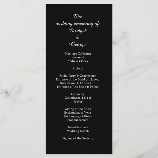 Klassieke Elegante Filigraan Menu & Programma brui (Achterkant)