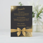 Klassieke elegante filigraan zwart gouden bruiloft informatiekaartje (Staand voorkant)