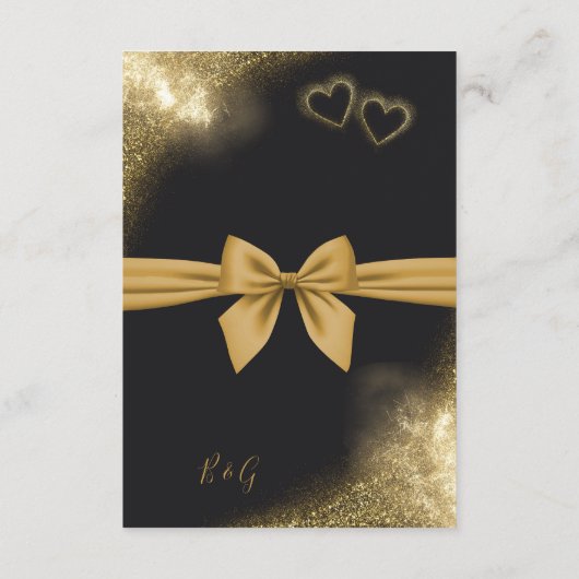 Klassieke elegante filigraan zwart gouden bruiloft informatiekaartje (Achterkant)