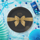 Klassieke elegante filigraan zwart gouden bruiloft papieren bordje (Feest)