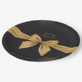 Klassieke elegante filigraan zwart gouden bruiloft papieren bordje (Gekanteld)