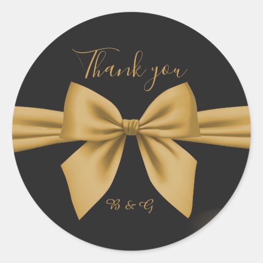 Klassieke elegante filigraan zwart gouden bruiloft ronde sticker (Voorkant)