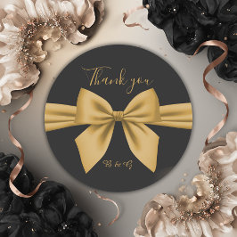 Klassieke elegante filigraan zwart gouden bruiloft ronde sticker