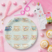 Klassieke Elegante Floral Teacups Papieren Bordje (Feest)