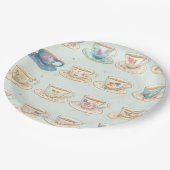 Klassieke Elegante Floral Teacups Papieren Bordje (Gekanteld)