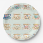 Klassieke Elegante Floral  Teacups Papieren Bordje (Voorkant)