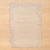 Klassieke elegante formale Roos-lekkage bruiloft Acryl Uitnodigingen (Voorkant)