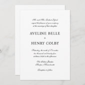 Klassieke Elegante Formele Bruiloft Kaart (Voorkant / Achterkant)