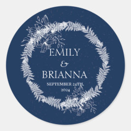 Klassieke Elegante Formele Navy Blauwe Naam  Ronde Sticker