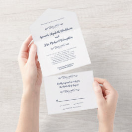 Klassieke Elegante Formele Trouwjurk Navyblauw Bud All In One Uitnodiging