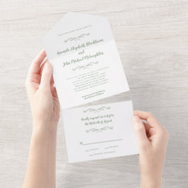 Klassieke elegante formele weddenschappen met groe all in one uitnodiging
