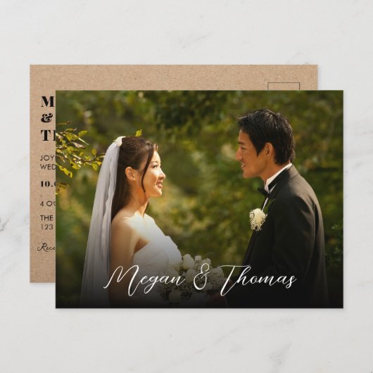 Klassieke elegante foto bruiloft briefkaart (Voorkant / Achterkant)