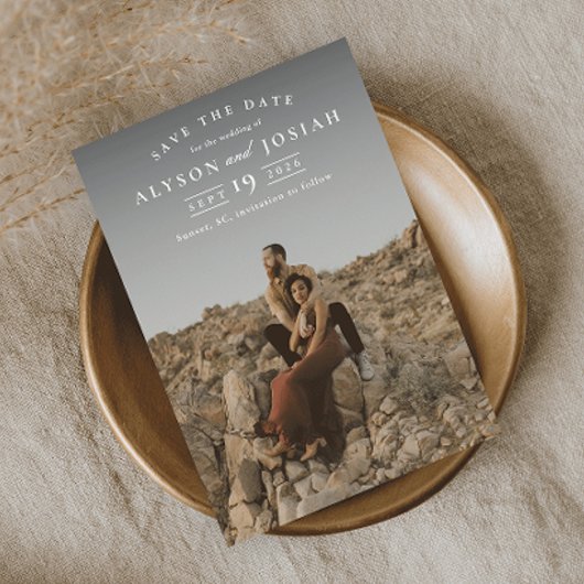 Klassieke Elegante Foto Bruiloft Save The Date