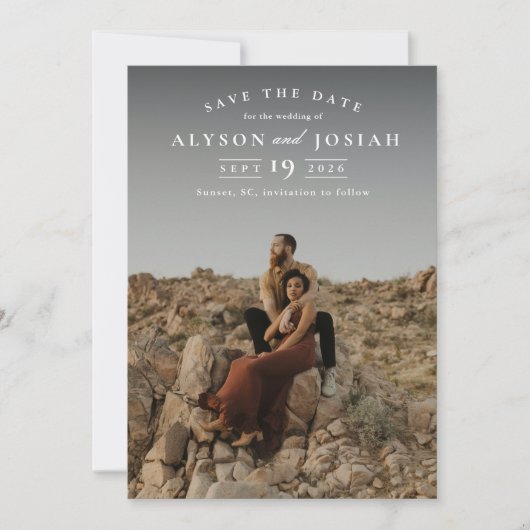 Klassieke Elegante Foto Bruiloft Save The Date (Voorkant)