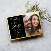 Klassieke Elegante Foto Bruiloft Save the Date Gol Folie Uitnodiging
