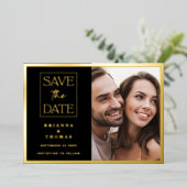 Klassieke Elegante Foto Bruiloft Save the Date Gol Folie Uitnodiging (Staand Voorkant)