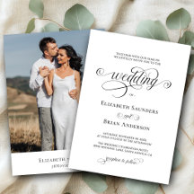 Klassieke Elegante Foto Zwart Wit Script Bruiloft