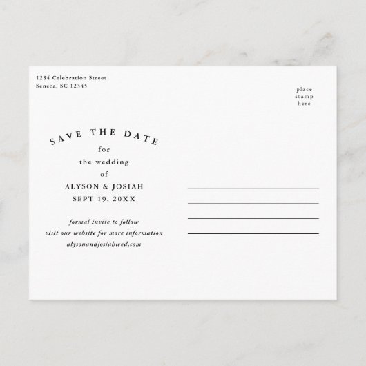 Klassieke elegante foto's bruiloft opslaan Datum Aankondigingskaart (Achterkant)
