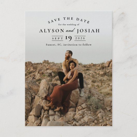 Klassieke elegante foto's bruiloft opslaan Datum Aankondigingskaart (Voorkant)