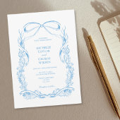 Klassieke Elegante Franse Blauwe Coquette Bloemenb Kaart