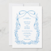 Klassieke Elegante Franse Blauwe Coquette Bloemenb Kaart (Voorkant)