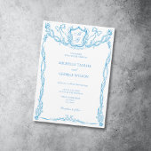 Klassieke Elegante Franse Blauwe Crest Monogram Bo Kaart