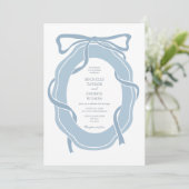 Klassieke Elegante Franse Dusty Blue Coquette Bow Kaart (Staand voorkant)