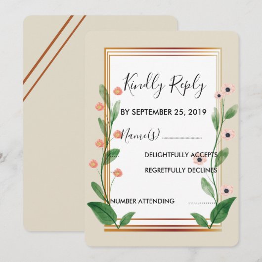 Klassieke & Elegante Geavanceerde RSVP Kaart (Voorkant / Achterkant)