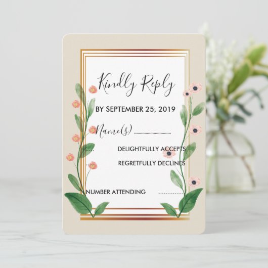 Klassieke & Elegante Geavanceerde RSVP Kaart (Staand voorkant)