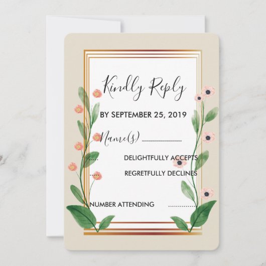 Klassieke & Elegante Geavanceerde RSVP Kaart (Voorkant)