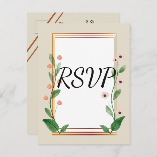 Klassieke & Elegante Geavanceerde RSVP Uitnodiging Briefkaart (Voorkant / Achterkant)