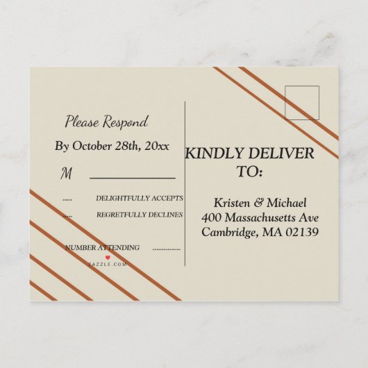 Klassieke & Elegante Geavanceerde RSVP Uitnodiging Briefkaart (Achterkant)
