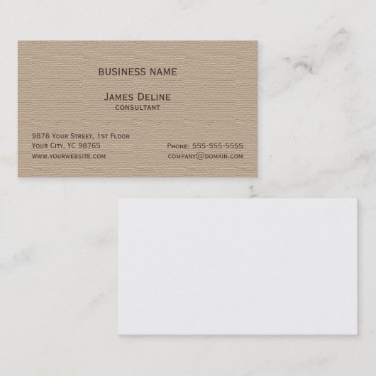 Klassieke elegante getextureerde bruin consultant visitekaartje (Voorkant / Achterkant)