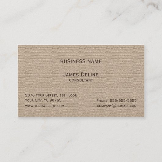 Klassieke elegante getextureerde bruin consultant visitekaartje (Voorkant)