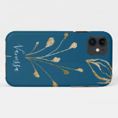 Klassieke Elegante Gouden bloemen Aangepaste Naam Case-Mate iPhone Case (Achterkant (horizontaal))