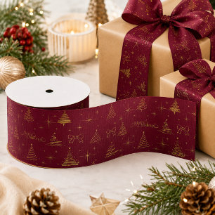 Klassieke Elegante Gouden Bourgondische Kerstbomen Grosgrain Lint