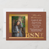 Klassieke Elegante Gouden BSN Caduceus Foto Terrac Aankondiging (Voorkant)