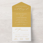 Klassieke Elegante Gouden Gele Huwelijk All In One Uitnodiging (Binnen)