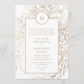 Klassieke Elegante Gouden Monogram Krans Bruiloft Kaart (Voorkant)