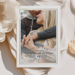 Klassieke Elegante Gouden Trouwfoto Save The Date