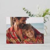 Klassieke Elegante Gouden Vrolijke Kerstfoto Folie Feestdagenkaart (Staand Voorkant)