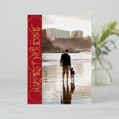 klassieke elegante gouden wervelingen foto GELUKKI Folie Feestdagenkaart (Staand Voorkant)