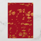 klassieke elegante gouden wervelingen foto GELUKKI Folie Feestdagenkaart (Achterkant)