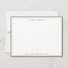 Klassieke Elegante Gouden & Zwarte rand Vlak Notitiekaartje