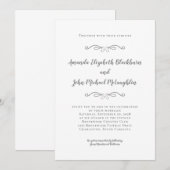 Klassieke elegante grijze witte tijdenweddenschap kaart (Voorkant / Achterkant)