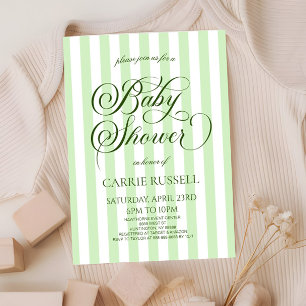 Klassieke Elegante Groene Strepen Baby Shower Kaart